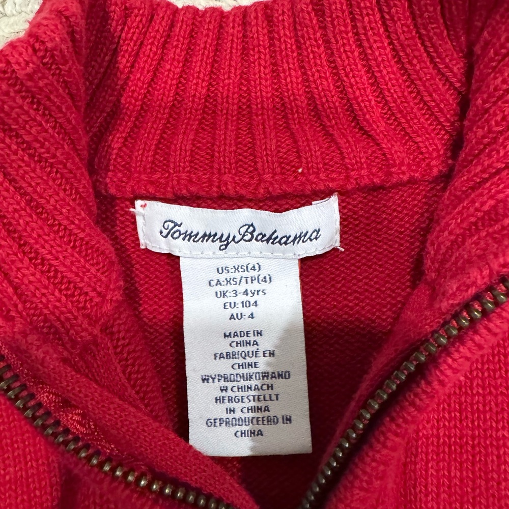 Tommy Bahama Boys Red Quarter-Zip Sweater - Picture 4 of 5